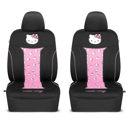 Hello Kitty Car Seat Covers - Niedliche und langlebige Pink Vordersitzbezüge, entzückendes Hello Kitty Design, komfortables und lang anhaltendes Polyester, Autozubehör Geschenk Hello Kitty Zubehör 2pc Schwarz / Pink