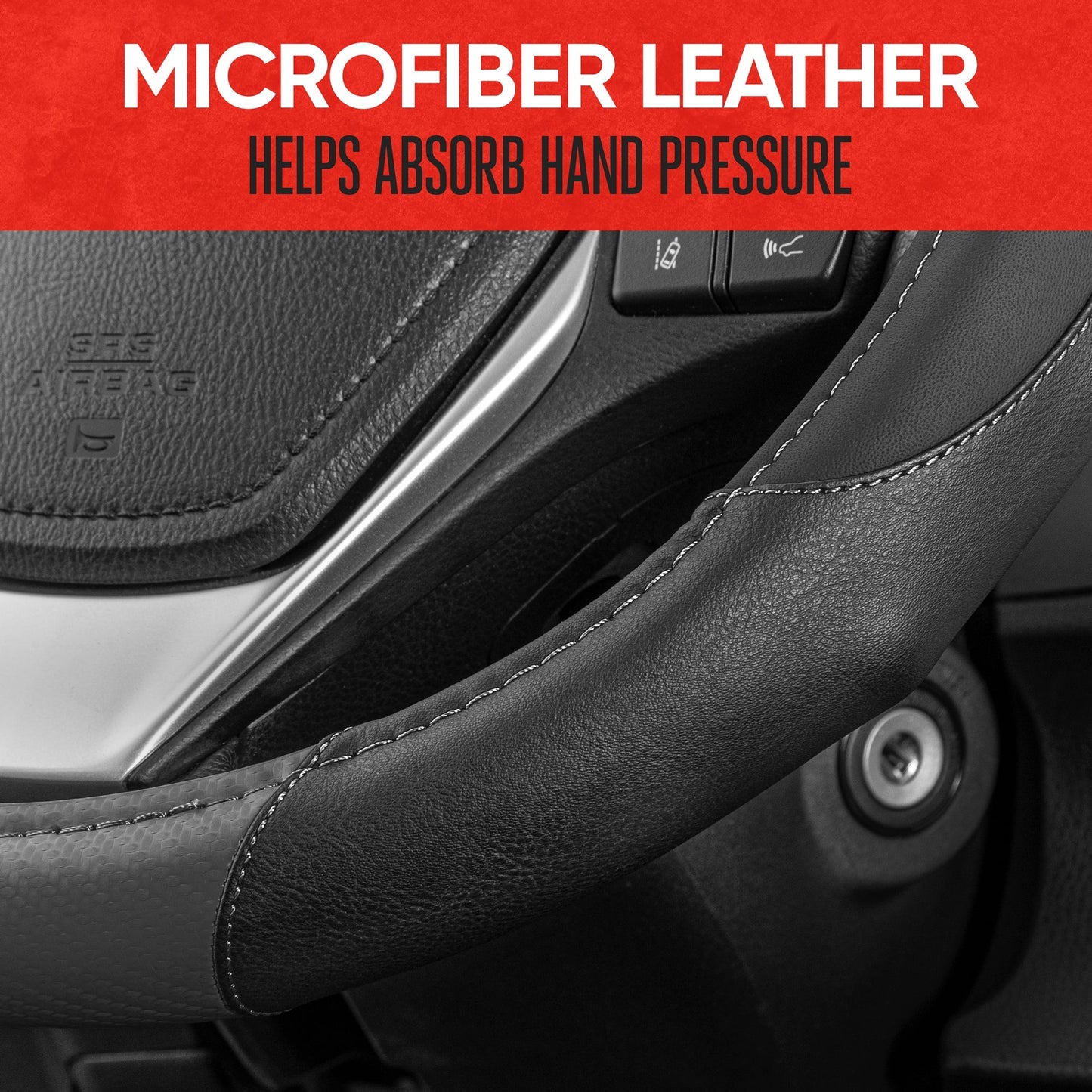 MotorTrend GripDrive Carbonfaser weben Ergonomic Grip Lenkrad Abdeckung (Fits 14.5' - 15.5')