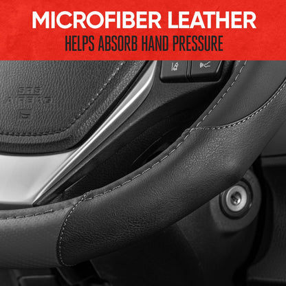 MotorTrend GripDrive Carbonfaser weben Ergonomic Grip Lenkrad Abdeckung (Fits 14.5' - 15.5')