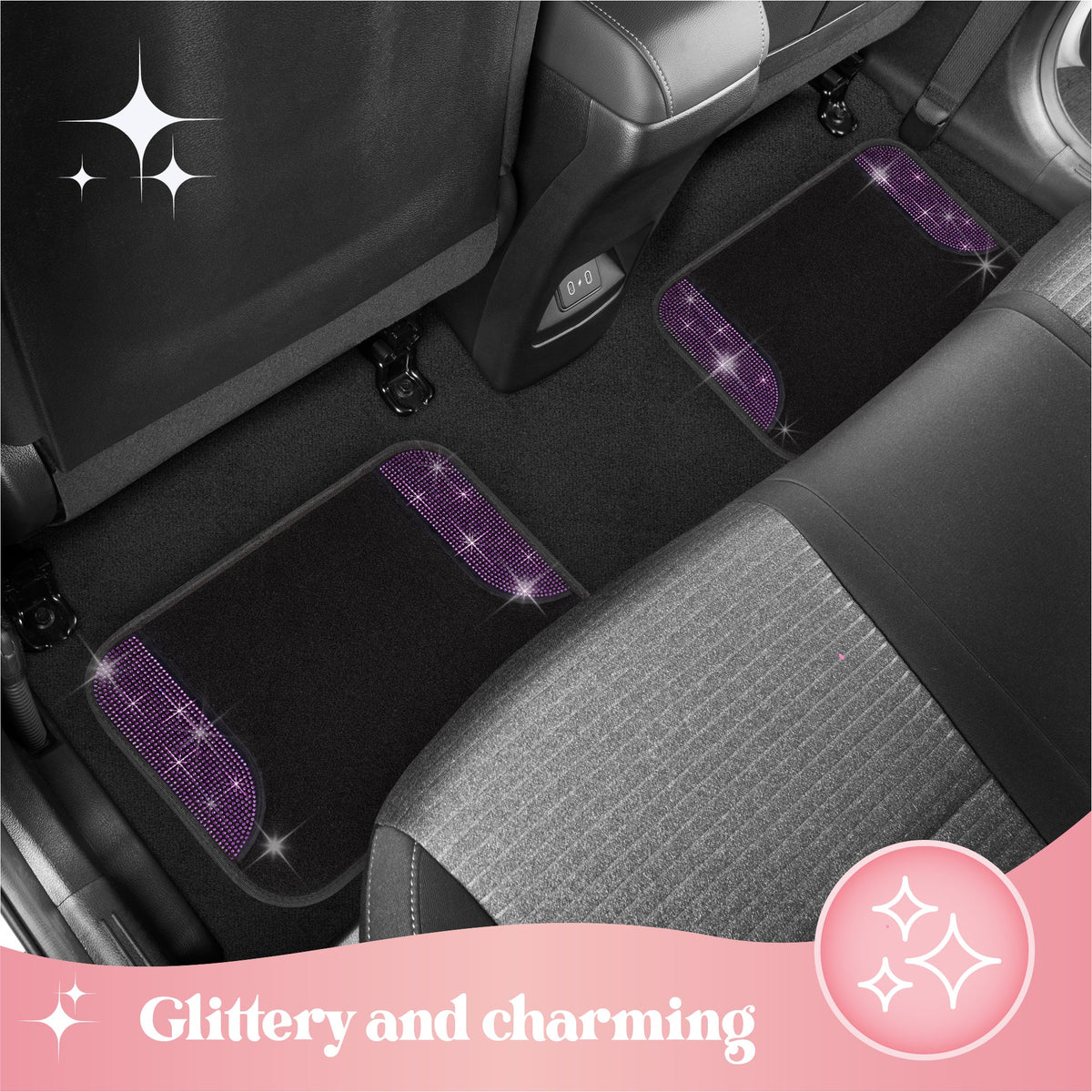 Carbella 4-Piece Diamond Bling Vorderbodenmatten und Hinterbodenmatten - Purpur