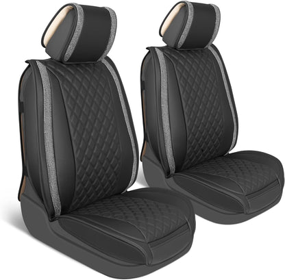 BlingStitchTM Car Seat Covers für Vordersitze - Luxuriöse vegane Ledersitzbezüge für Autos mit schwarzen Bling-Kristallen, Premium Automotive Seat Covers für SUV, Trucks, Car Bling Luxury