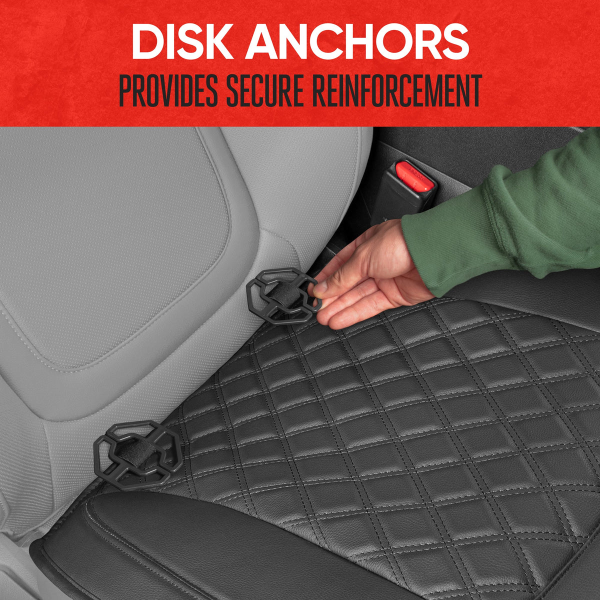 MotorTrend 2-Pack gepolsterte Faux Leather Diamond Nähte Sitzbezüge mit Front Storage Taschen