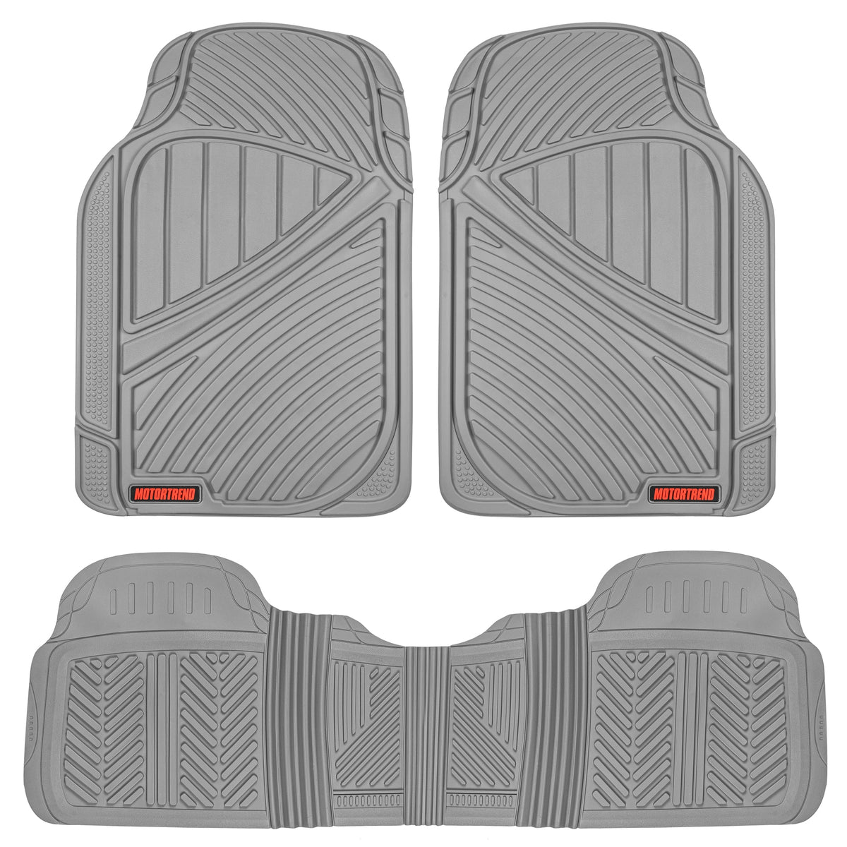 MotorTrend 3-Stück FlexTough Performance Deep Channel Front Floor Matts und Rear Floor Mat - Heavy Duty, All Weather, Trimm to Fit