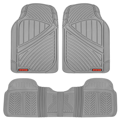 MotorTrend 3-Stück FlexTough Performance Deep Channel Front Floor Matts und Rear Floor Mat - Heavy Duty, All Weather, Trimm to Fit