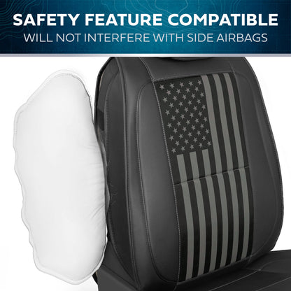 MotorBox Patriot Edition Premium Faux Leather USA Black American Flag Vordersitzbezüge