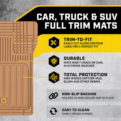 CAT 3-Stück ToughLiner Vorderbodenmatten und Hinterbodenmatten - Heavy Duty, All Weather, Trimmen, um zu passen