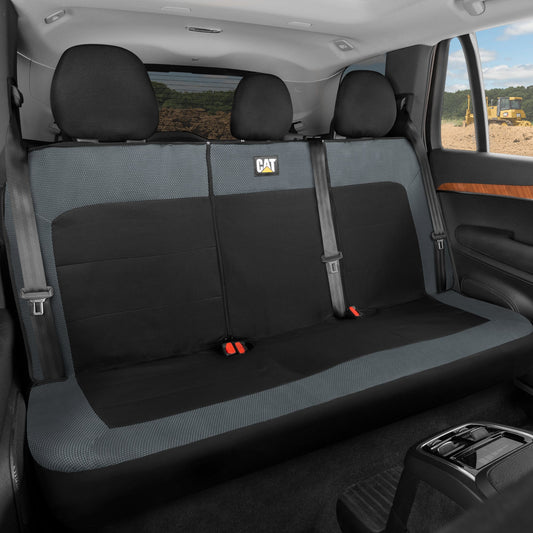 Cat Flexfit Kohle & Schwarz Rücksitz Abdeckung für Auto - Langlebige Canvas & Mesh Design 60/40 Split Bench Protector für Autos, LKW & SUVs - Rücksitz Abdeckung für Rücksitz Bench - Interieur Car Zubehör