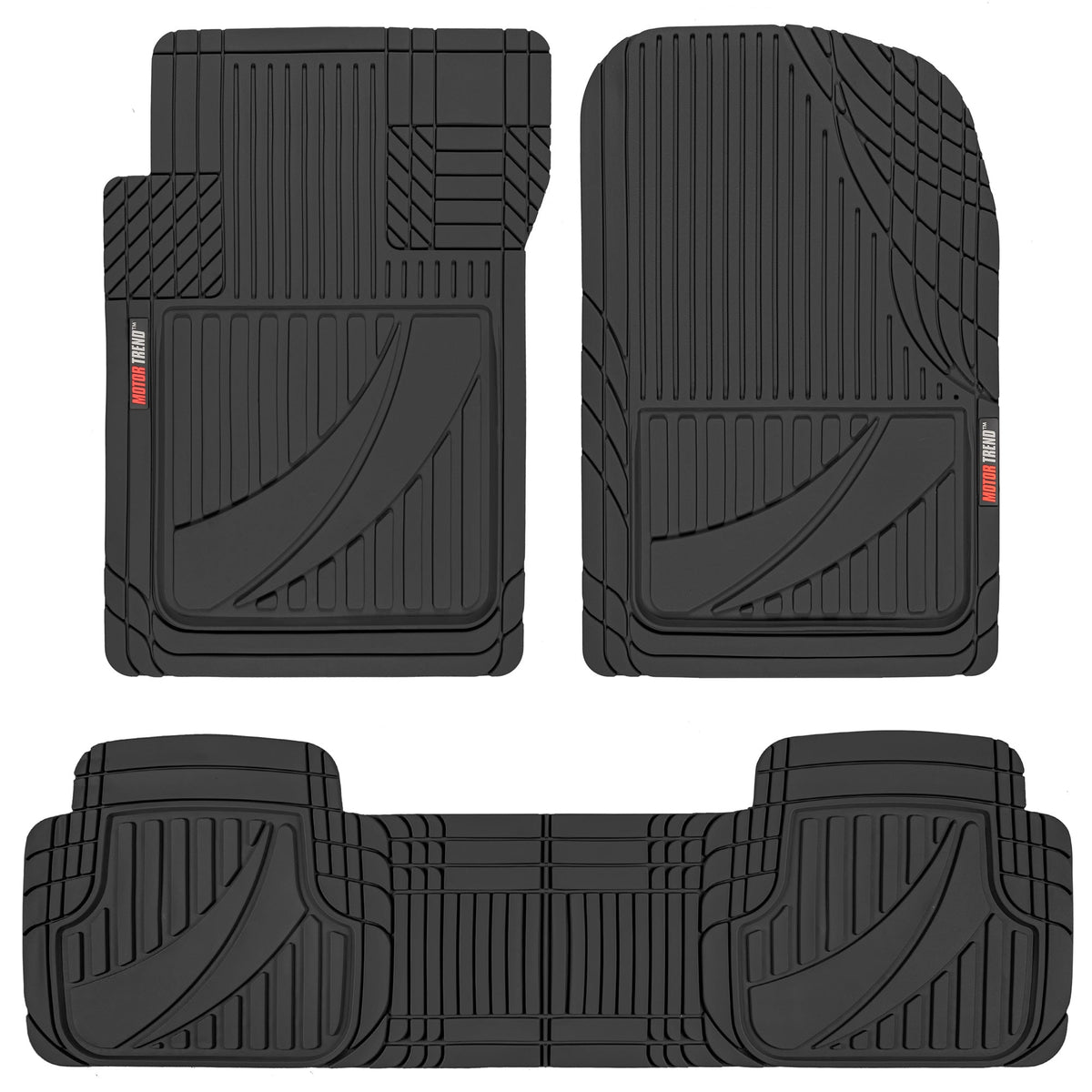 MotorTrend 3-Stück FlexTough Advanced Gummi Mehrkanal-Frontbodenmatten und hintere Bodenmatte