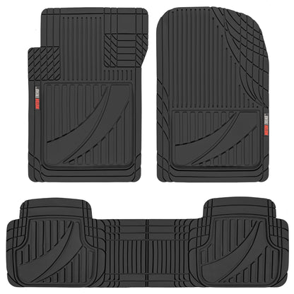 MotorTrend 3-Stück FlexTough Advanced Gummi Mehrkanal-Frontbodenmatten und hintere Bodenmatte