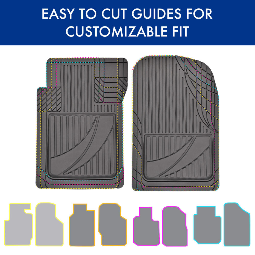 MotorTrend 3-Stück FlexTough Advanced Gummi Mehrkanal-Frontbodenmatten und hintere Bodenmatte