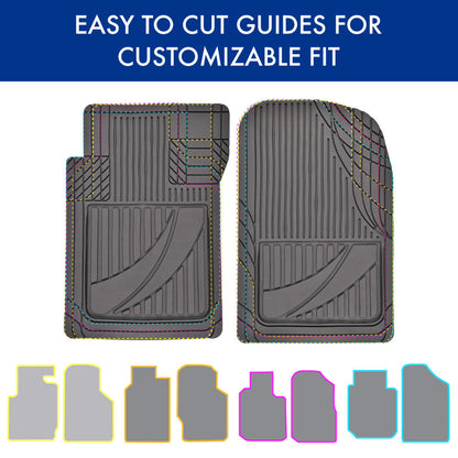 MotorTrend 3-Stück FlexTough Advanced Gummi Mehrkanal-Frontbodenmatten und hintere Bodenmatte
