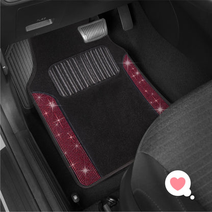 Carbella 4-Piece Diamond Bling Vorderbodenmatten und Hinterbodenmatten - Rot