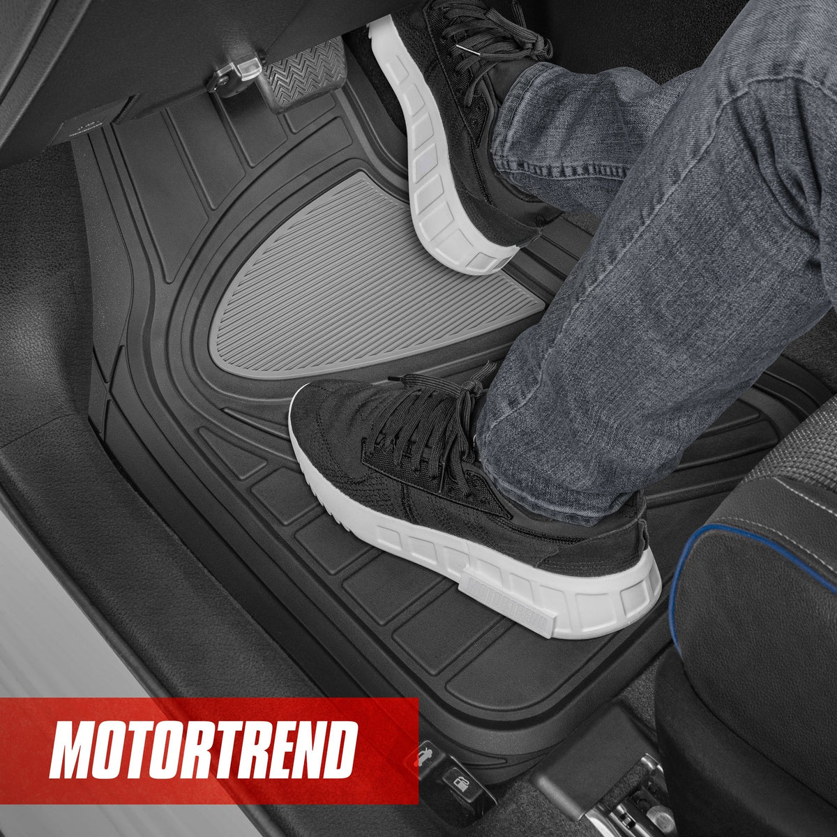 MotorTrend 4-Stück Zwei-Tone Non-Slip Heel Pad Vorderbodenmatten und Hinterbodenmatten - Heavy Duty, All Weather, Trimmen Sie, um zu passen