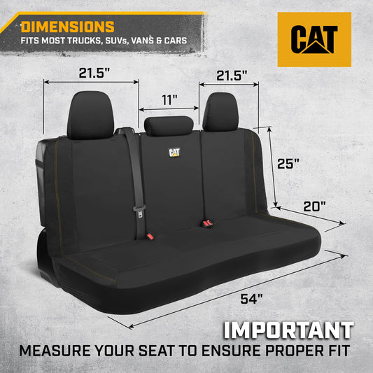 CAT PU Lederrücksitzbezug - Schwarz, 60/40 Split Fit für Autos, LKWs, SUVs - wasserdicht, kratzfest, semi-universal Fit Rücksitzschutz für die meisten Auto-Innenraum - Einfach zu installieren