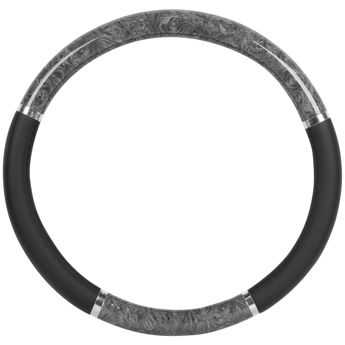 BDK Zwei-Tone Chrome Holzkorn Lenkrad Abdeckung (Fits 14.5' - 15.5')