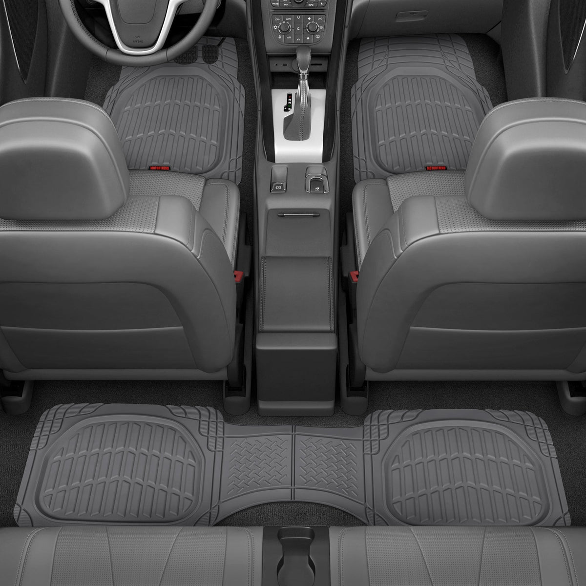 MotorTrend 4-Stück FlexTough Deep Dish Vorderbodenmatten, Hinterbodenmatte und Trunk / Cargo Mat - Heavy Duty, All Weather, Trim to Fit