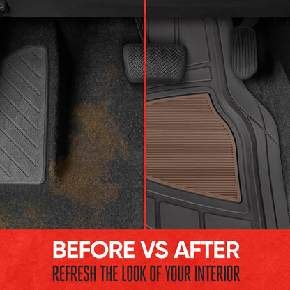 MotorTrend 4-Stück Zwei-Tone Non-Slip Heel Pad Vorderbodenmatten und Hinterbodenmatten - Heavy Duty, All Weather, Trimmen Sie, um zu passen