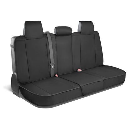 MotorBox Premium Napa Lederrücksitz Abdeckung - Semi Universal Fit für die meisten Autos, LKW & SUV - Black Back Seat Protector - Anti-Rutsch, langlebige Bench Abdeckung - Einfache Installation, Luxus-Auto-Innenausstattung