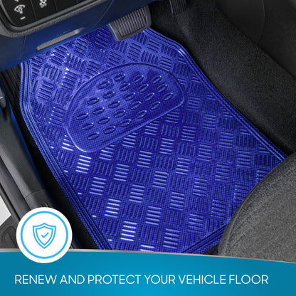 BDK 3-Stück Transluzente Metallic-Look Front Floor Mat und Hinterboden Mat - Heavy Duty, All Weather