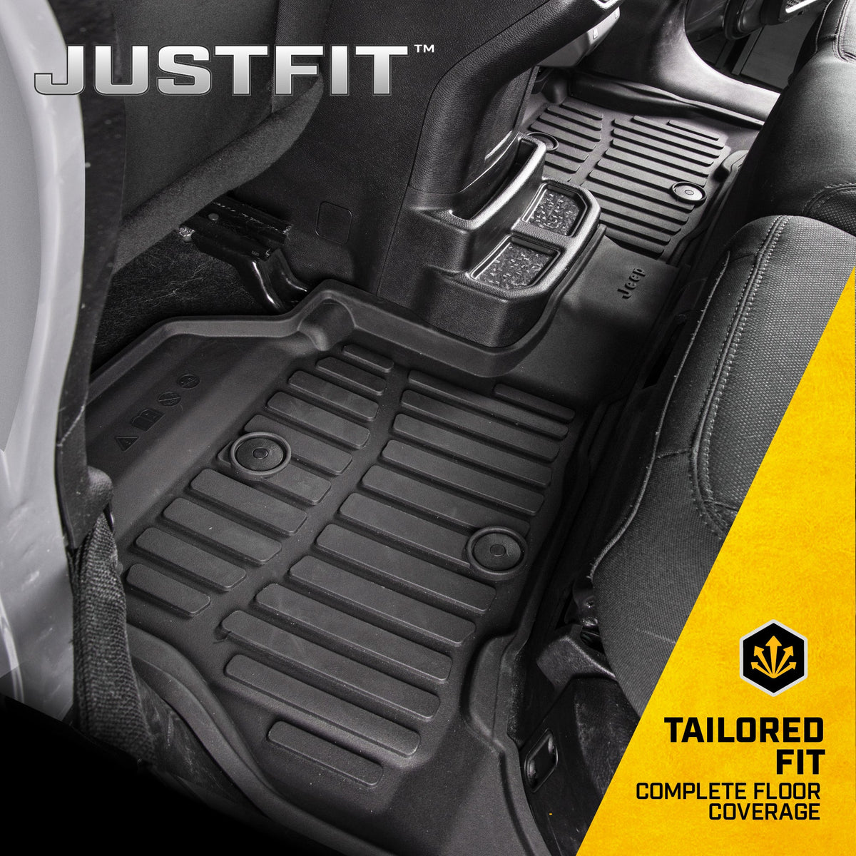 CAT 3-Piece JustFitTM 3D Frontliner Mats und Rear Liner Mats für Jeep Wrangler 4XE (2021 - 2026) - Heavy Duty, All Weather, Custom Fit