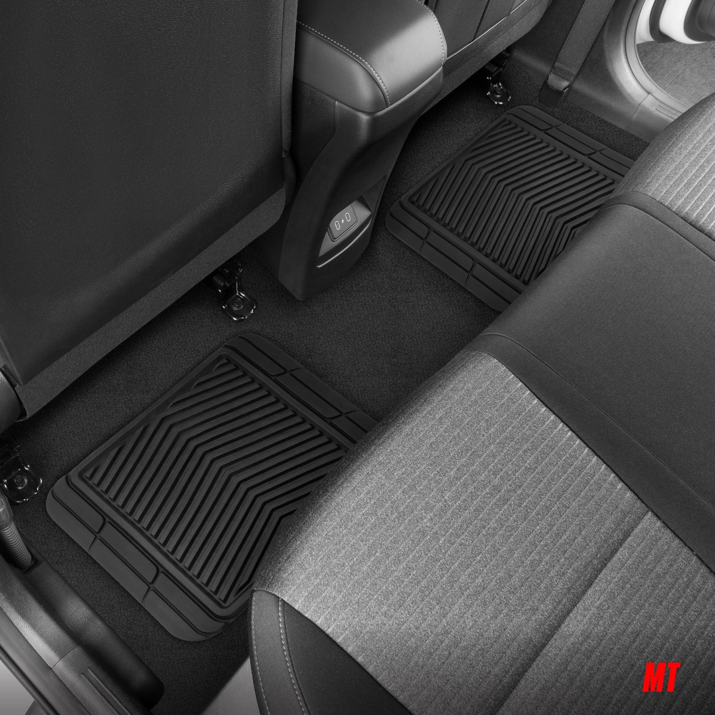 Motor Trend FlexTough Shield Black & Silver Allwetter-Bodenmatten für Autos, LKW & SUVs - Heavy Duty Waterproof Rubber Car Matts, Universal Trim für Automobilzubehör für den Innenraumschutz, Front & Rear Floor Liners