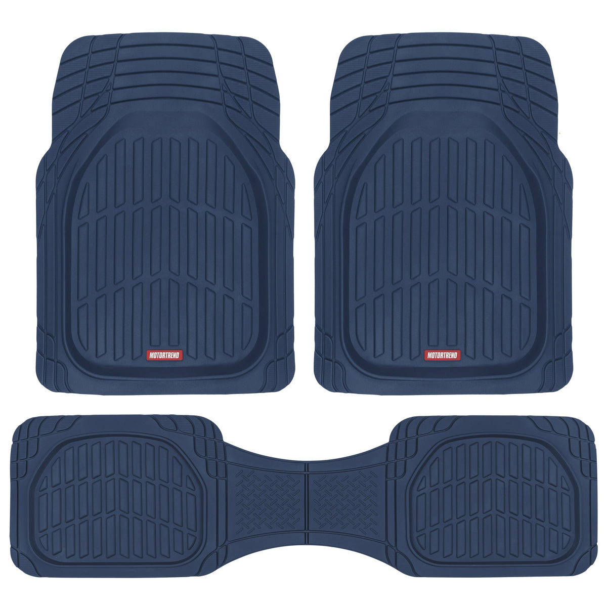 MotorTrend 3-Piece FlexTough Deep Dish Vorderbodenmatten und Hinterbodenmatte - Heavy Duty, All Weather, Trimmen Sie, um zu passen
