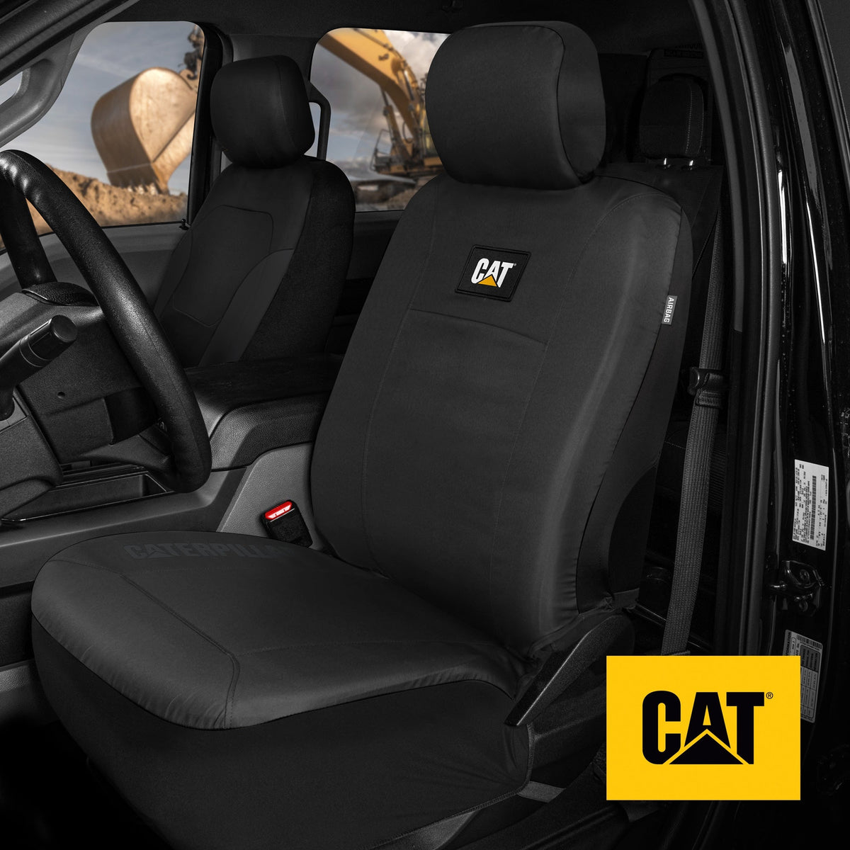 Cat® Heavy Duty Oxford Car Seat Cover für Auto - Langlebiges Canvas-Material, Universal Fit-Black