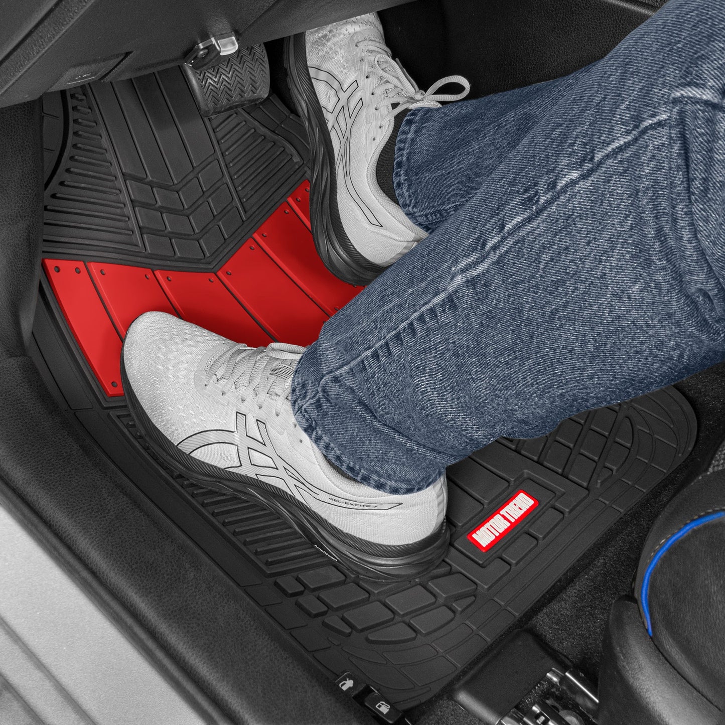 MotorTrend 4-Piece DualFlex Deep Drainage Kanäle Vorderbodenmatten und Hinterbodenmatten - Heavy Duty, All Weather, Trimmen Sie, um zu passen