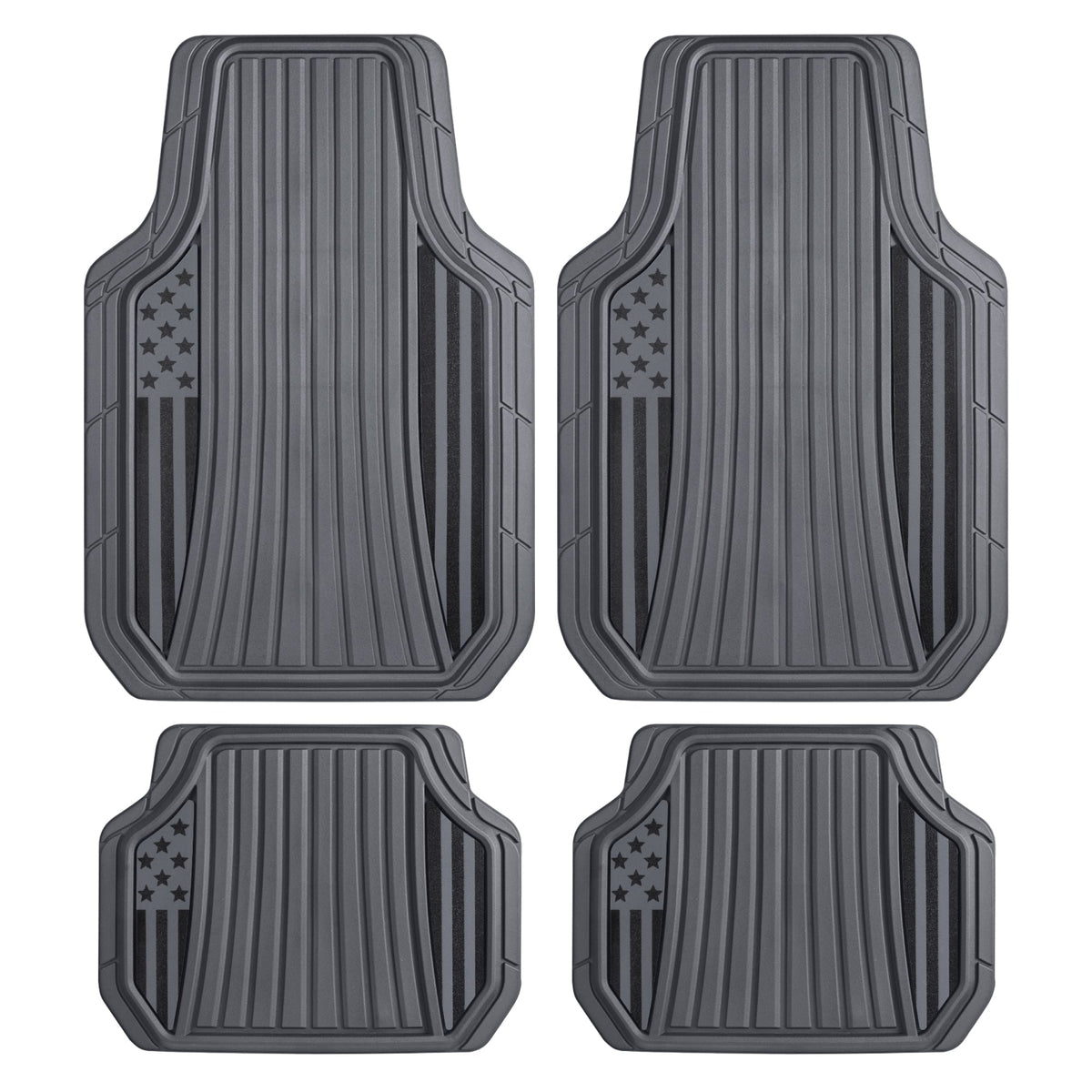 Klon von Motor Trend Flag Car Bodenmatten Volles Set - Haltbare graue Gummibodenmatten für Autos mit zwei Ton Akzent, All Wetter Innenschutz für Vorder- und Rückseite mit rutschfester Rückseite, grau - Flaggengrau