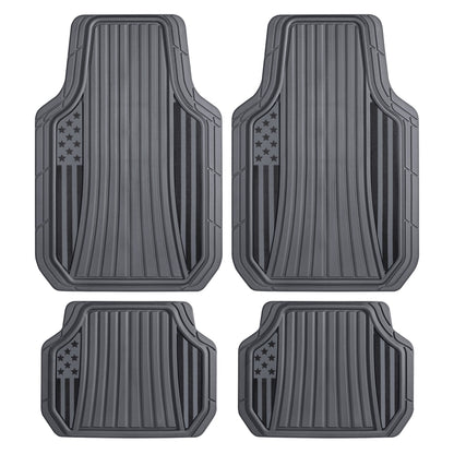 Klon von Motor Trend Flag Car Bodenmatten Volles Set - Haltbare graue Gummibodenmatten für Autos mit zwei Ton Akzent, All Wetter Innenschutz für Vorder- und Rückseite mit rutschfester Rückseite, grau - Flaggengrau