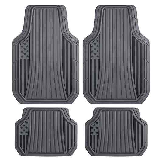 Klon von Motor Trend Flag Car Bodenmatten Volles Set - Haltbare graue Gummibodenmatten für Autos mit zwei Ton Akzent, All Wetter Innenschutz für Vorder- und Rückseite mit rutschfester Rückseite, grau - Flaggengrau