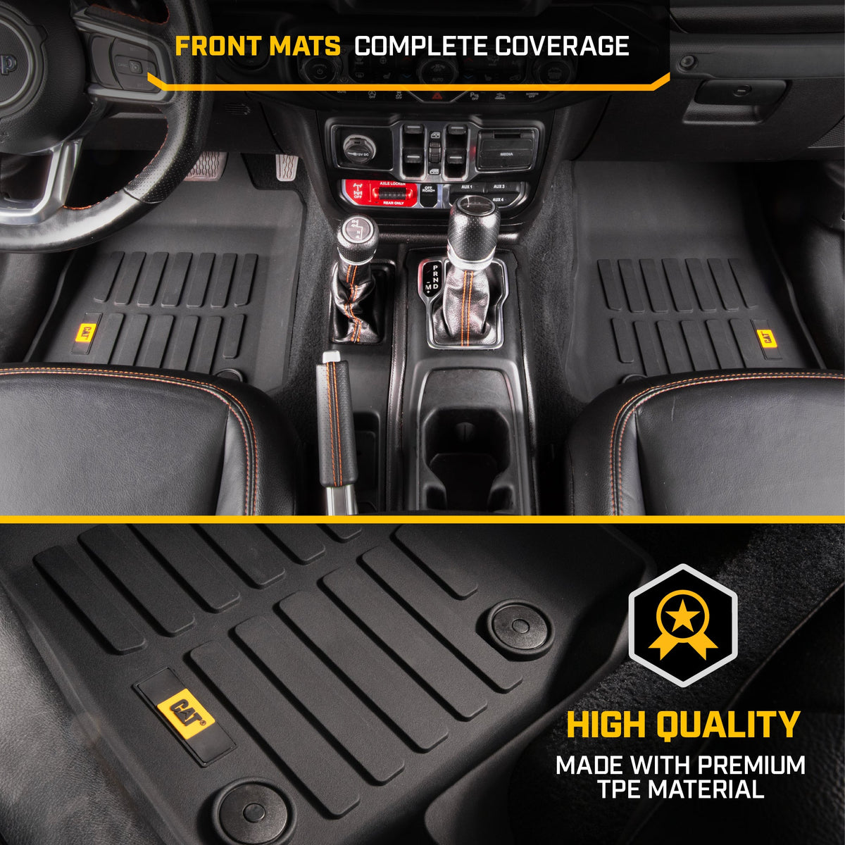 CAT 2-Stück JustFit 3D Frontliner Matten für Jeep Gladiator JL (2020 - 2026) - All Weather, Heavy Duty, Custom Fit