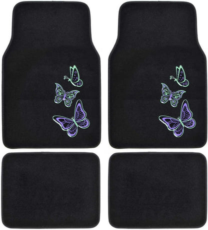 BDK Design Teppich Auto Bodenmatten Vorder- und Hinterbau mit Gummirücken-Universalsitz, 4 Stück Set (Mehrere Designs)