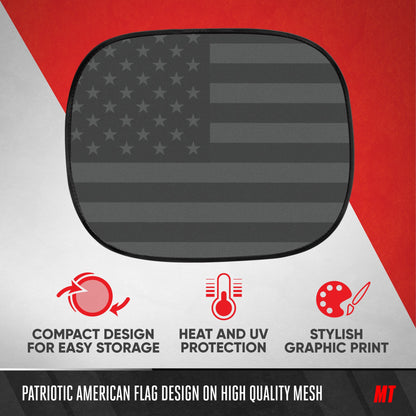 MotorTrend 2-Pack EasyCling American Black US Flag Window Sunshades (18' x 14')