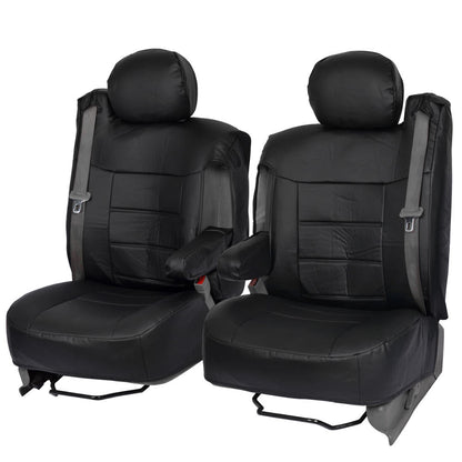 BDK 2-Pack Premium Faux Leder Vordersitze mit integrierten Sicherheitsgurt- und Armlehnenabdeckungen