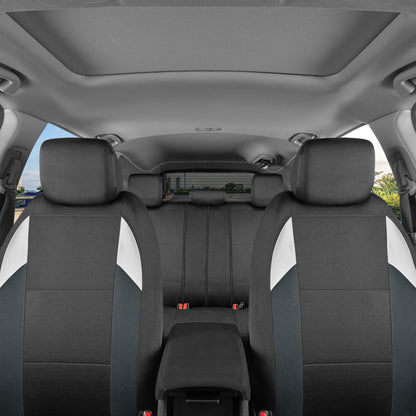BDK carXS Monaco Sitzbezüge für Autos Vollständig, Beige Tri-Tone Vordersitzbezüge mit Split Rear Bench Back Seat Cover, Automobilsitzbezüge für LKW SUV Van Auto (Mehrere Farben)