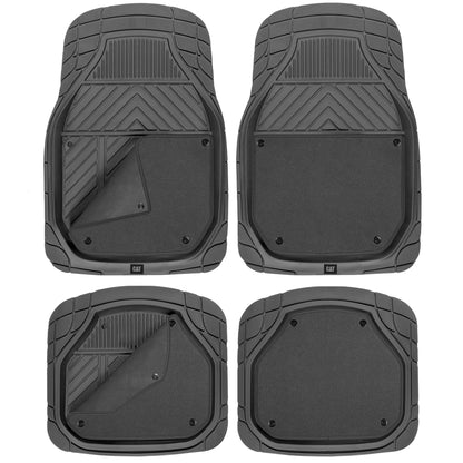 CAT 4-Stück abnehmbare Teppichtiefschalen Vorderbodenmatten und hintere Bodenmatten - Heavy Duty, All Weather, Trimmen, um zu passen