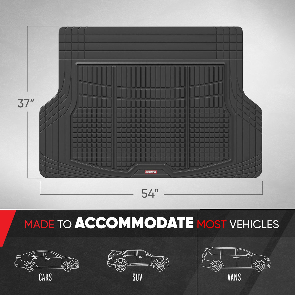 MotorTrend FlexTough Square Groove Trunk / Cargo Liner Mat - Heavy Duty, All Weather, Trim to Fit (54' x 37')