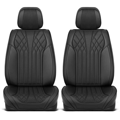 MotorBox Elite Edition Faux Leder & Suede Sitzbezüge für Autos, LKW & SUV - 2 schwarze Autositzbezüge für Vordersitze - Universal Fit Car Zubehör Automotive Interior Cover Protector für Autos