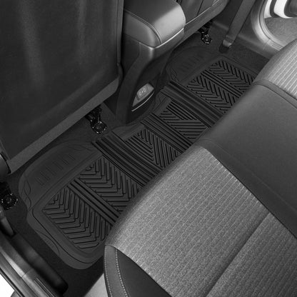 MotorTrend 3-Stück FlexTough Performance Deep Channel Front Floor Matts und Rear Floor Mat - Heavy Duty, All Weather, Trimm to Fit
