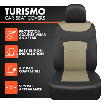 BDK carXS Turismo Car Seat Covers Volles Set, Beige Two-Tone Front Seat Covers mit Split Rear Bench Back Seat Cover, Automotive Seat Covers für LKW SUV Van Auto (Mehrere Farben)