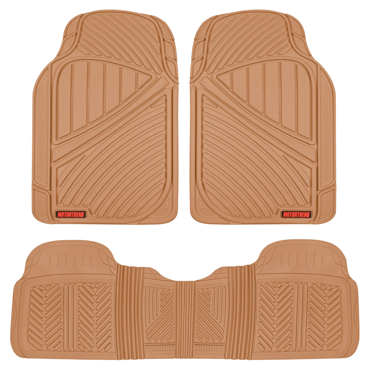 MotorTrend 3-Stück FlexTough Performance Deep Channel Front Floor Matts und Rear Floor Mat - Heavy Duty, All Weather, Trimm to Fit