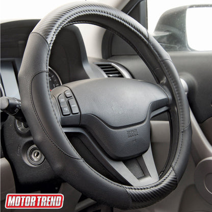 MotorTrend GripDrive Carbonfaser weben Ergonomic Grip Lenkrad Abdeckung (Fits 14.5' - 15.5')