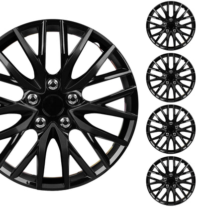 BDK 4-Pack Premium 16' Universal Fit Hubcap Abdeckungen für Räder und Felgen - Black Finish (Multi-Speichen) - Ersatz, Snap On, OEM-Stil