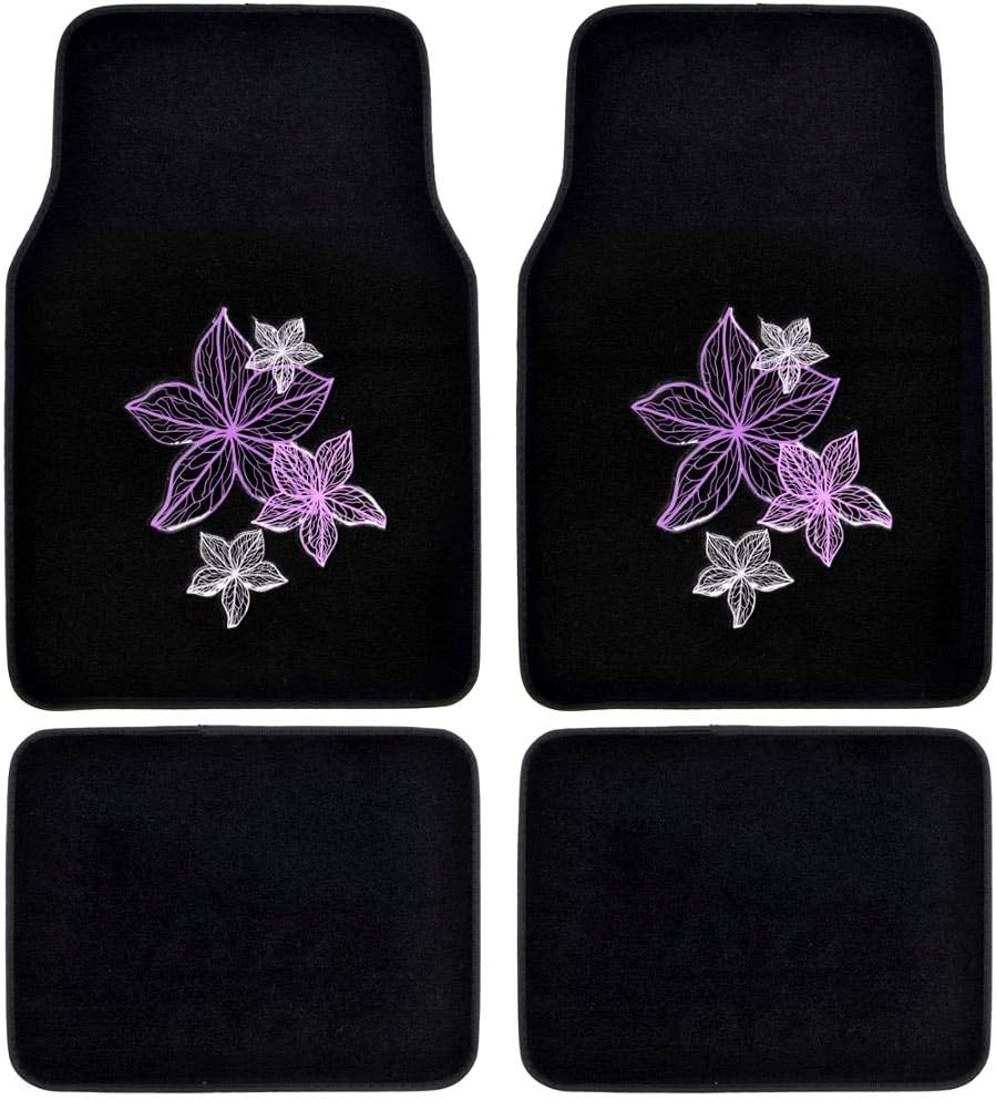 BDK Design Teppich Auto Bodenmatten Vorder- und Hinterbau mit Gummirücken-Universalsitz, 4 Stück Set (Mehrere Designs)