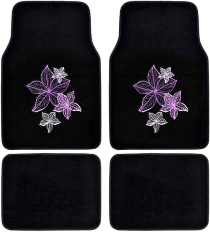 BDK Design Teppich Auto Bodenmatten Vorder- und Hinterbau mit Gummirücken-Universalsitz, 4 Stück Set (Mehrere Designs)
