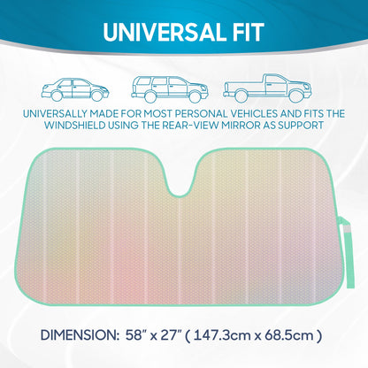 BDK Iridescent Mermaid, Hologrammfolie, Chameleon Front Windschutzscheibe Sonnenschutz, Doppelblasen-Akkordeon Falt Auto Sonnenschutz für Auto LKW SUV 58 x 27 Zoll