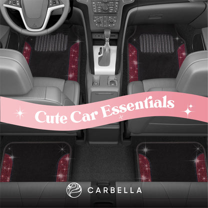 Carbella 4-Piece Diamond Bling Vorderbodenmatten und Hinterbodenmatten - Rot
