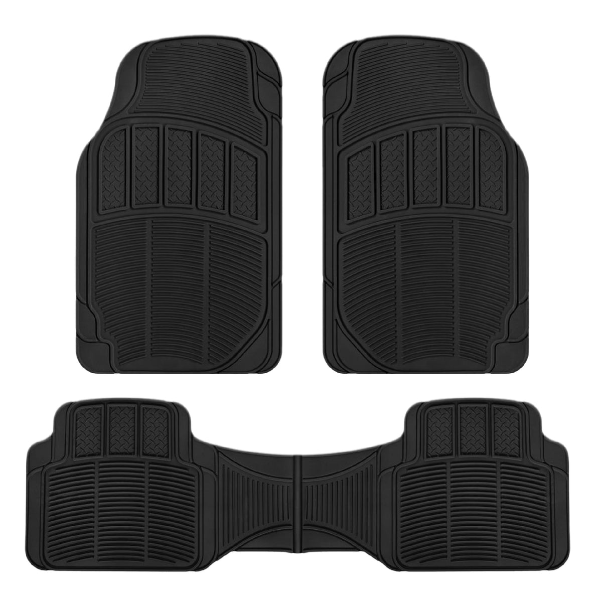 BDK 3-Piece Square Heel Pads Vorderbodenmatten und Hinterbodenmatten - Heavy Duty, All Weather, Trimmen Sie, um zu passen
