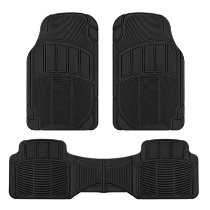 BDK 3-Piece Square Heel Pads Vorderbodenmatten und Hinterbodenmatten - Heavy Duty, All Weather, Trimmen Sie, um zu passen
